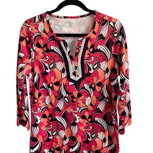 Kim Rogers Pink and Orange Patterned Blouse Size M